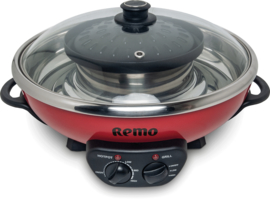 Electric fondue pan with Korean grill plate