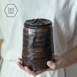 せいかつ Nippon Toki Handmade Tea Storage Tank Tedzukuri Tipotto Black (kuro large)