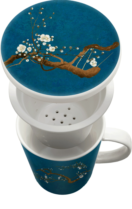 Ongeëvenaard Schepsel boiler Theekop met filter - Magnolia blauw Ø9,5 cm | H11 cm | Thee Kop | Seikatsu