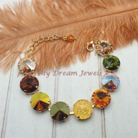 Armband Autumn Mix Golden Topaz & Green met o.a. Swarovski Crystal