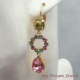 Vintage stijl oorhangers Light Rainbow met Swarovski Crystal