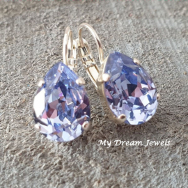 Oorbellen Belle met Swarovski Druppel "Provence Lavender"