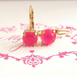 Oorbellen Crystal in Neon kleuren Pink, Yellow of Green