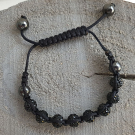 Kinder Chamballa  Strass armbandje Zwart