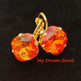 Oorbellen Square met Swarovski Crystal Fire Opal