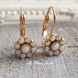 Oorbellen met Vintage Swarovski Flower White