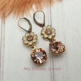 Oorhangers Vintage Flower Light Brown