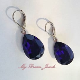 Oorhangers Swarovski Druppel Purple Velvet 18x13mm