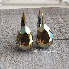 Oorbellen Belle met Swarovski Druppel "Crystal Iridescent Green"