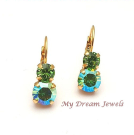 Oorbellen Lara met Swarovski  "Summer Green"