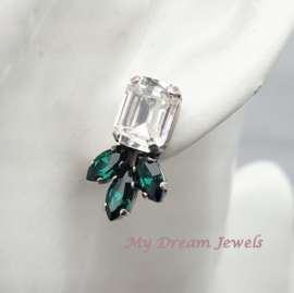 Oorstekers Emerald Green met Swarovski Crystal