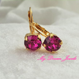 Oorbellen met Swarovski Fuchsia