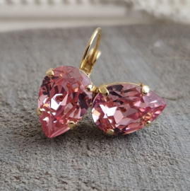 Oorbellen Becca met Swarovski Druppel "Light Rose"