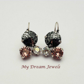 Oorhangers Swarovski Blush Rose, Grey