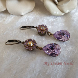 Oorhangers Vintage Swarovski Flower Violet