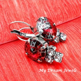 Oorbellen Red Scarlet Patina met Swarovski Crystal