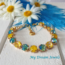 Armband Summer Sunshine Yellow/Turquoise met Swarovski Crystal