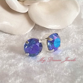 Oorstekers met Swarovski Sapphire Glacier Blue