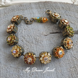 Armband "Autumn Dreams" met Vintage Swarovski Crystal Flower