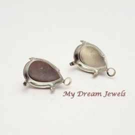 DQ Oorstekers met oogje Zilverkleurig  voor Swarovski druppel 14x10mm