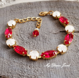 Armband Amy "Red Crystal Ice " met o.a. Swarovski Crystal