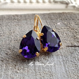 Oorbellen Belle met Swarovski Druppel "Purple Velvet"