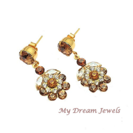 Oorstekers Vintage Topaz Flower met o.a Swarovski Crystal