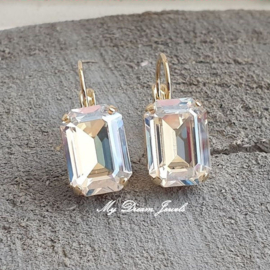 Oorbellen Emma met Swarovski Octagon " Crystal Moonlight"