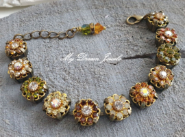 Armband "Autumn Dreams" met Vintage Swarovski Crystal Flower