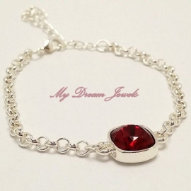 Zilverkleurige Armband Charina Siam met Swarovski Crystal