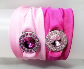 Ibiza Armband Fuchsia met Swarovski Rivoli Light Rose