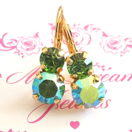 Oorbellen Lara met Swarovski  "Summer Green"
