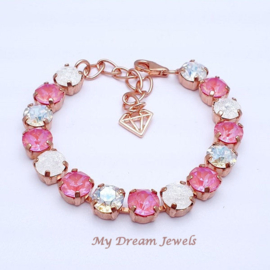 Armband Alison " Crystal Pink Delite  " met o.a. Swarovski Crystal