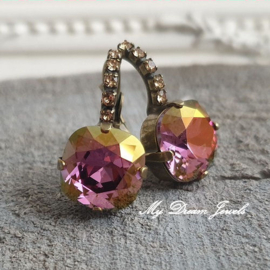 Luxe Oorbellen Square met Swarovski Lilac Shadow