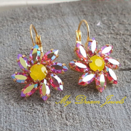 Oorbellen Daisy Flower  Sun of Fire met Swarovski Crystal