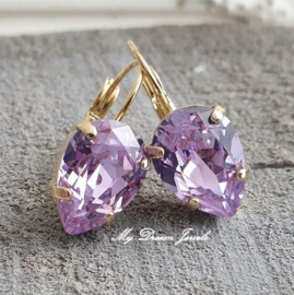 Oorbellen Becca met Swarovski Druppel "Violet"