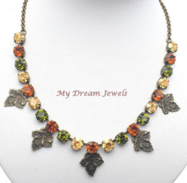 Ketting Bronze Leaves met Swarovski Crystal