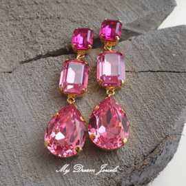 Oorstekers  met Swarovski Crystal "Glamour Pink"