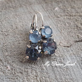Oorbellen Lara met Swarovski  Denim Ignite & Denim Blue