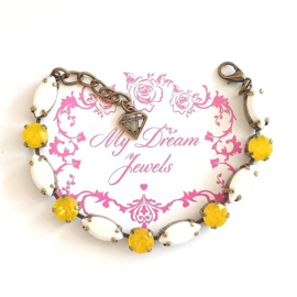 Armband met Swarovski crystal Chalkwhite & Yellow Opal