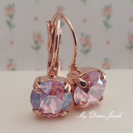 Oorbellen Alison met Swarovski " Light Rose Moonlight "