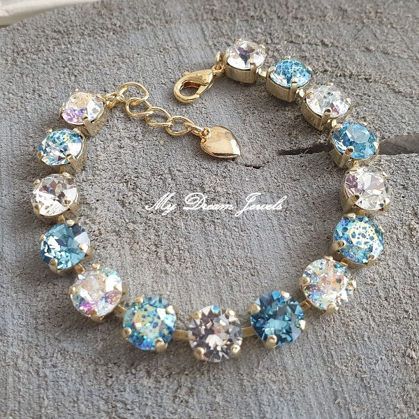 Armband Alison "Twinkle Aqua Patina" met  Swarovski Crystal