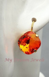 Oorbellen Square met Swarovski Crystal Fire Opal