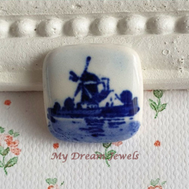 Vintage Cabochon Delfts Blauw Molen  ( 15mm )  Limited