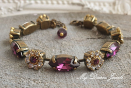Armband  Amy  " Amethyst Flower " met Swarovski Crystal