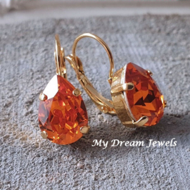 Oorbellen Belle met Swarovski " Tangerine Orange"