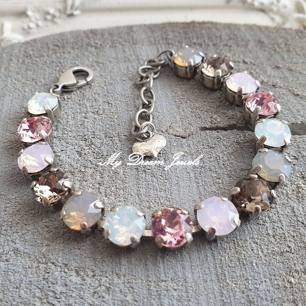 Armband Alison" Rose Opal & Greige "met Swarovski Crystal