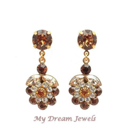 Oorstekers Vintage Topaz Flower met o.a Swarovski Crystal