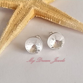 Sterling Silver 925 Oorstekers met Swarovski Sea Urchin Crystal 10mm