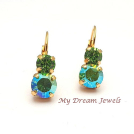Oorbellen Lara met Swarovski  "Summer Green"